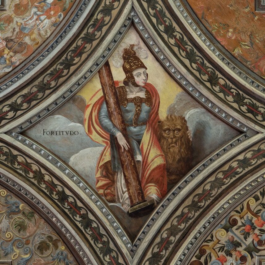 Hrad Švihov, Jižní sál, Dobrovický strop, kazeta - Fortitudo